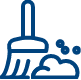 Clean Up icon, an icon of a broom with cloud of mess