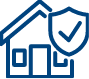 Preparing the Exterior icon, home icon with a shield icon with a checkmark within the shield
