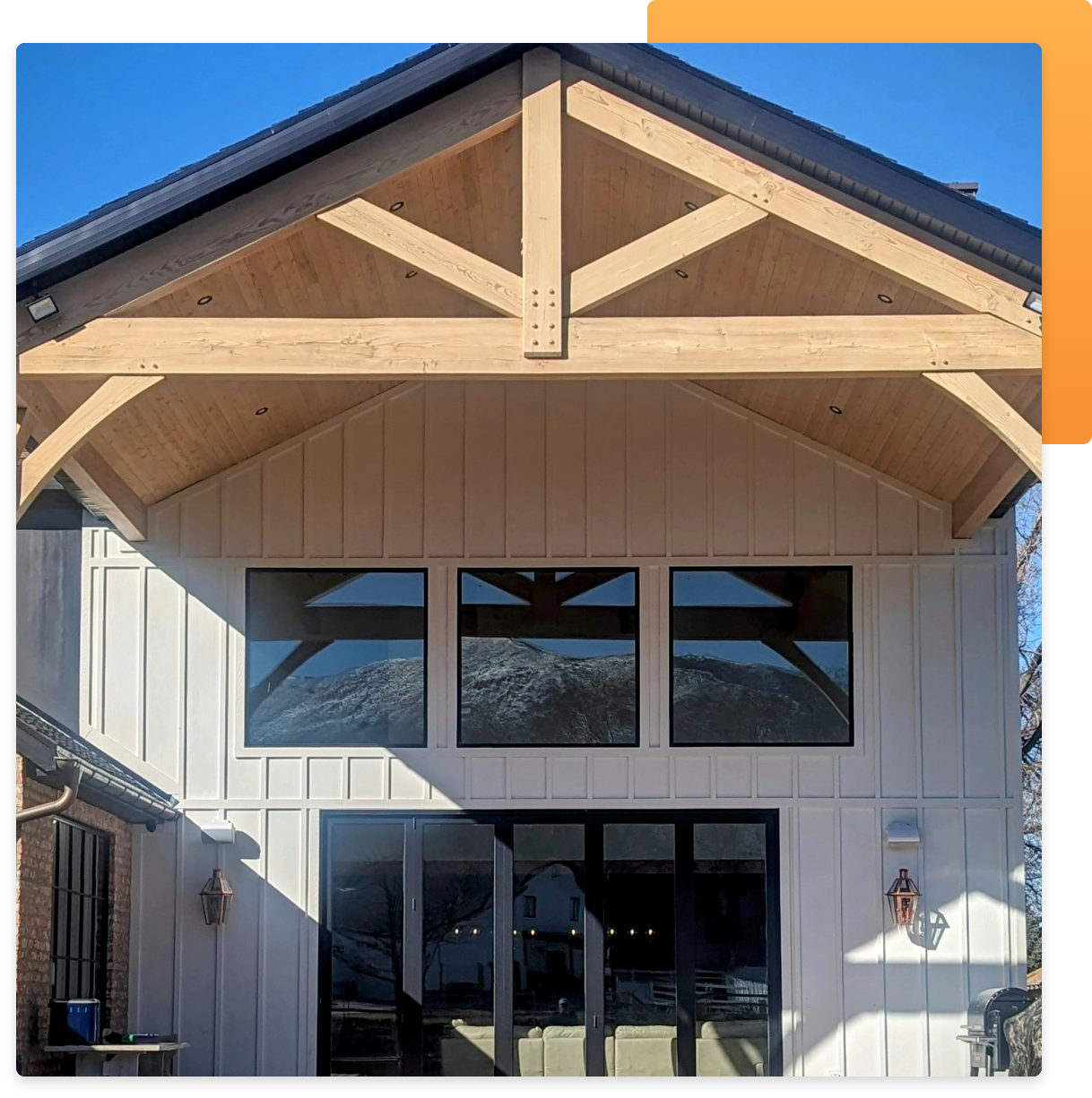 Home with wood and large windows