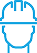Thin line construction worker wearing hard hat icon in blue